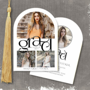 Elegant GRAD 4-bilds collage valv Examen Inbjudningar