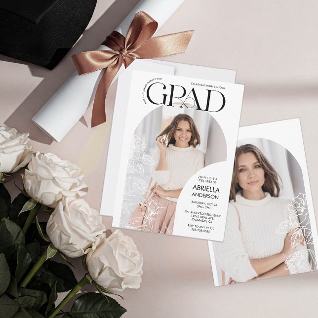 Elegant Grad Arch Blommigt Foto ramar Inbjudningar (Skapare uppladdad)
