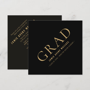 Elegant GRAD mössa Svart Guld text Examen Foto Inbjudningar