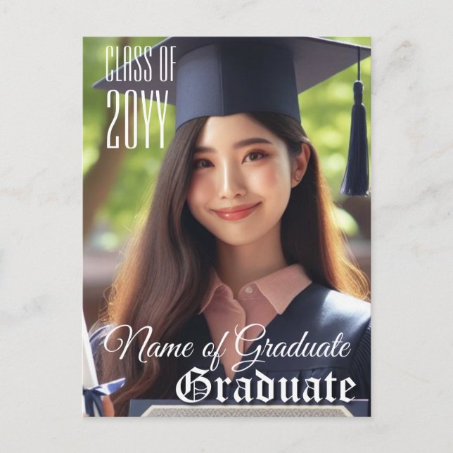 Elegant Grad Namn fotoklass år Studenten Vykort (Framsida)