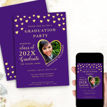 Elegant Grad Photo Lila och Guld Studenten