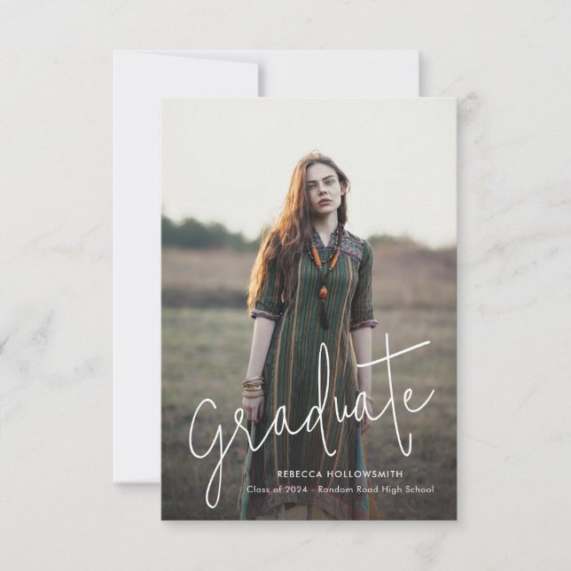 Elegant Grad Photo Script Studenten-meddelande (Framsida)