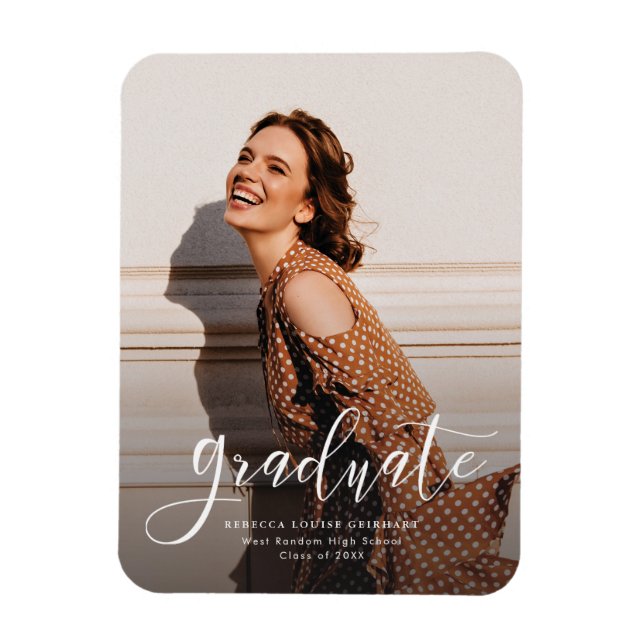 Elegant Grad Photo Script Studenten-meddelande Magnet (Vertikal)