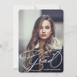 Elegant Grad Script Photo Graduation Invitation Inbjudningar