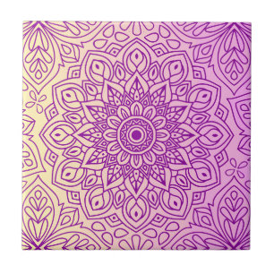 Elegant Gradient Lila Peach Mandala Mönster Kakelplatta