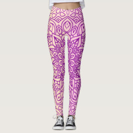 Elegant Gradient Lila Peach Mandala Mönster Leggings