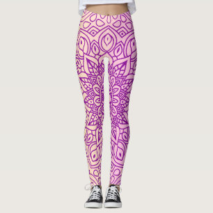 Elegant Gradient Lila Peach Mandala Mönster Leggings