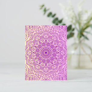 Elegant Gradient Lila Peach Mandala Mönster Vykort