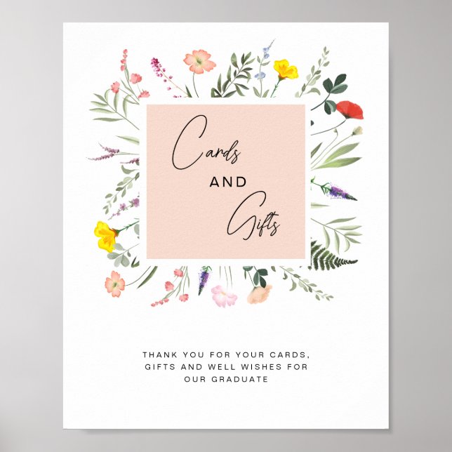 Elegant Graduate Wildflower Cards and Gifts Sign Poster (Framsidan)