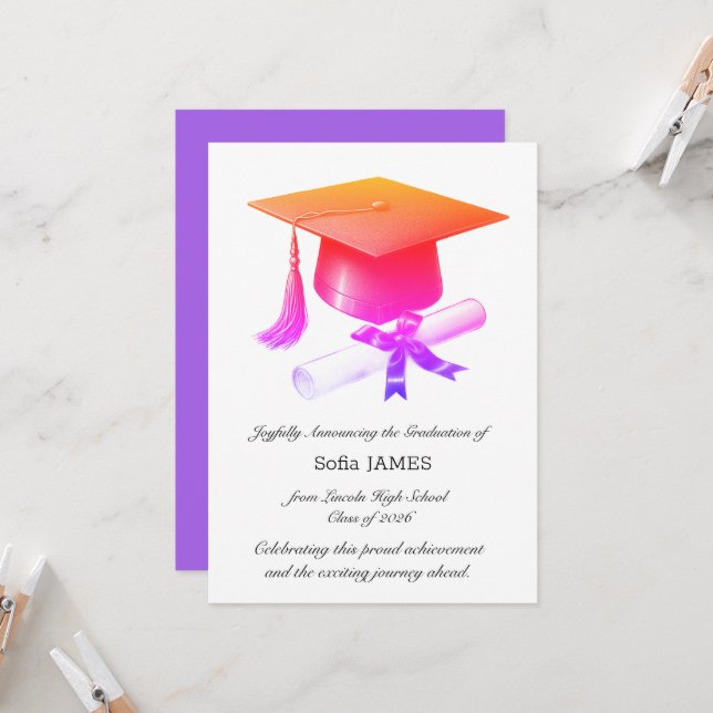 Elegant Graduation Announcement Card Inbjudningar (Fram/Back In Situ)