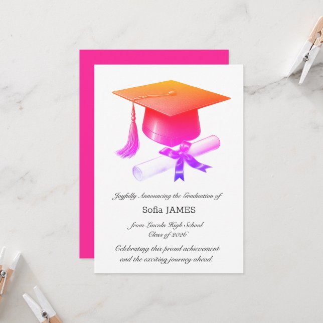 Elegant Graduation Announcement Card Inbjudningar (Fram/Back In Situ)