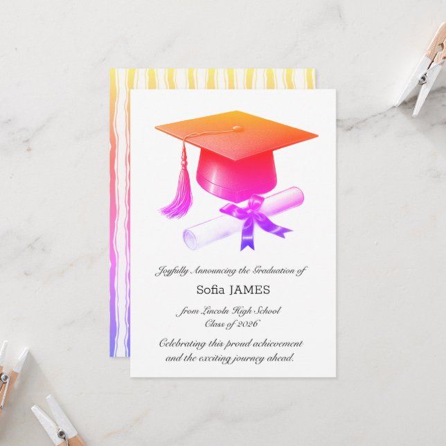 Elegant Graduation Announcement Card Inbjudningar (Fram/Back In Situ)