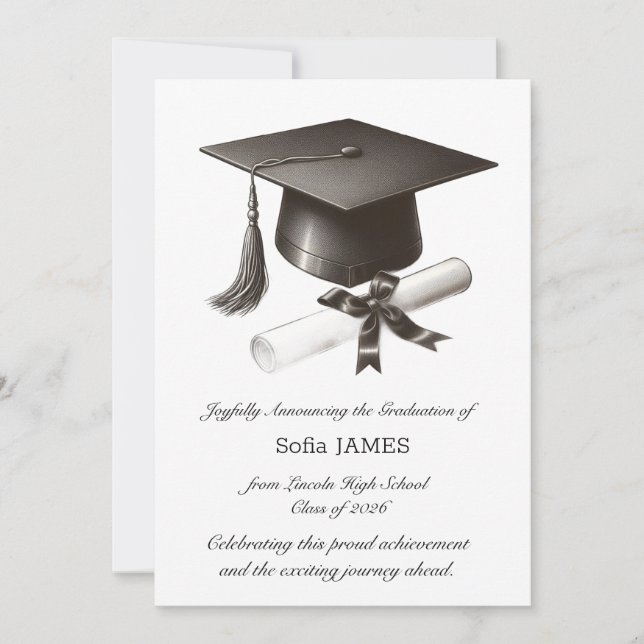 Elegant Graduation Announcement Card Inbjudningar (Framsida)