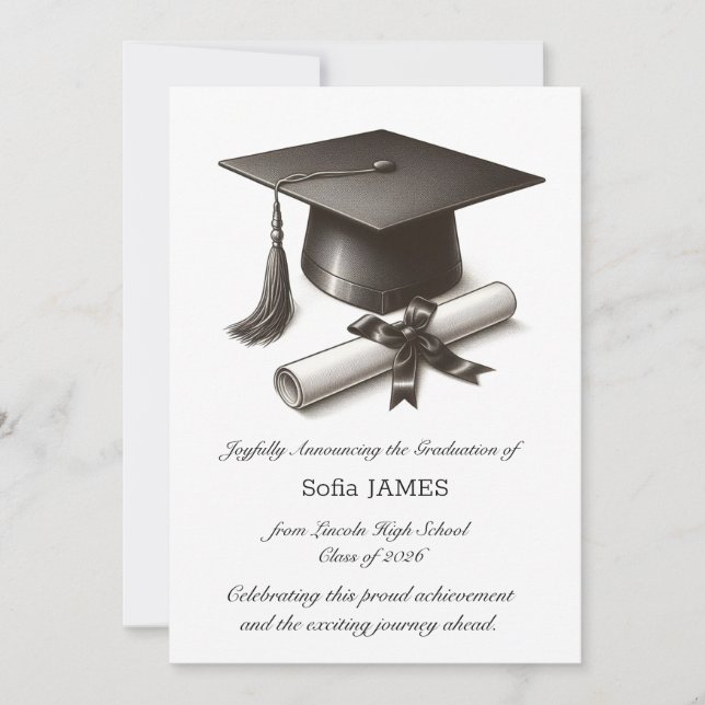 Elegant Graduation Announcement Card Inbjudningar (Framsida)