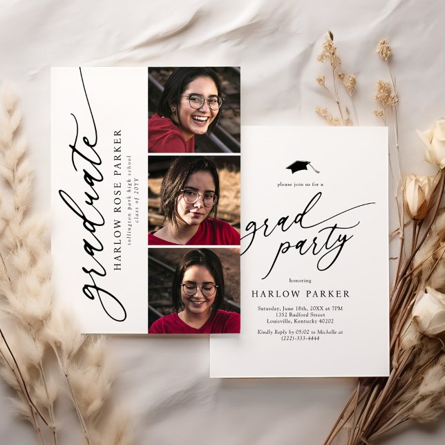 Elegant Graduation Announcement & Party Invite Inbjudningar (Skapare uppladdad)