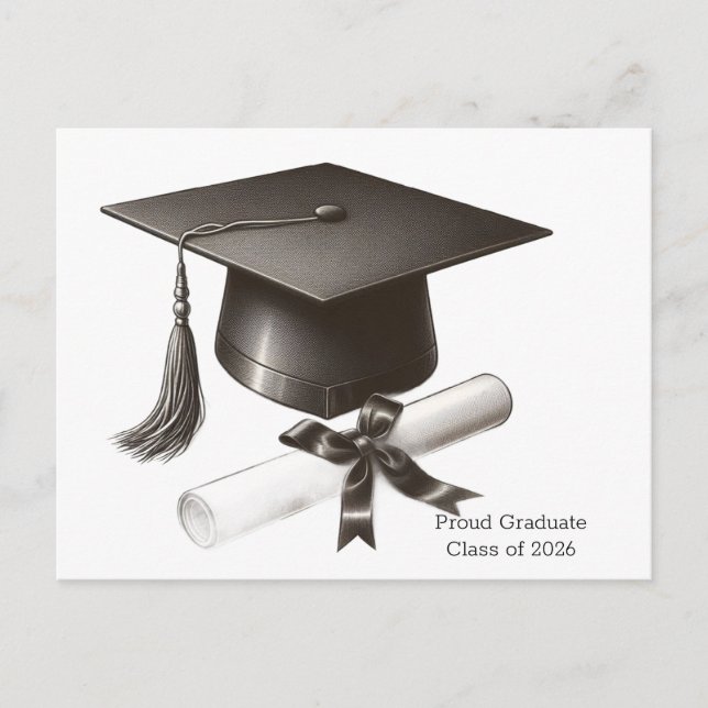 Elegant Graduation Holiday Postcard Helg Vykort (Framsida)