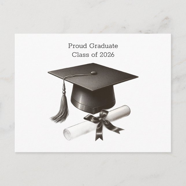 Elegant Graduation Holiday Postcard Helg Vykort (Framsida)