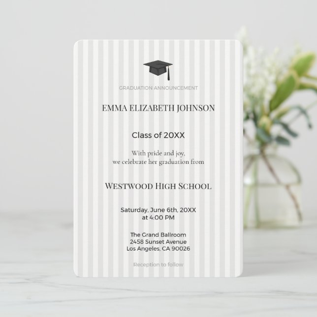 Elegant Graduation Invitation Template, Modern Inbjudningar (Stående Fram)