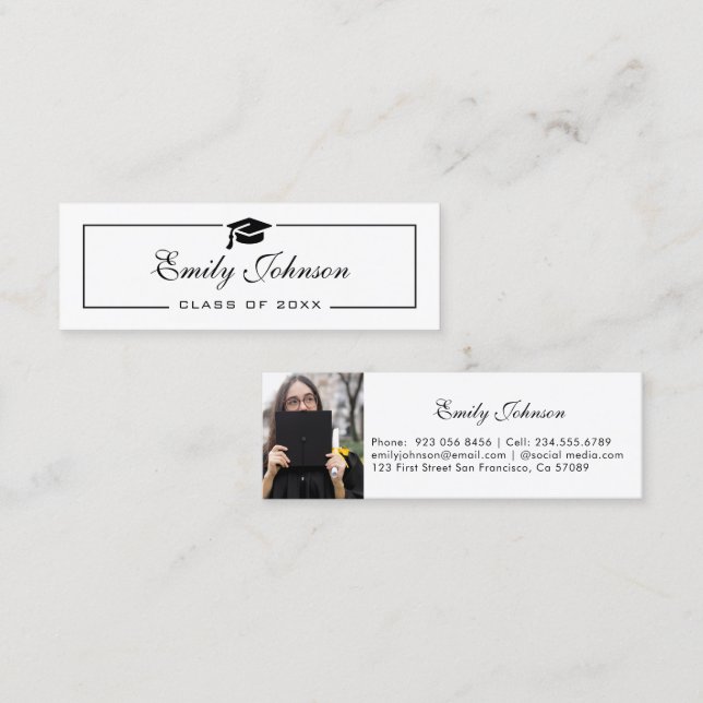 Elegant Graduation Name Card - Photo Card (Fram/baksida)