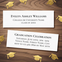 Elegant Graduation Name Invitation Insert Cards