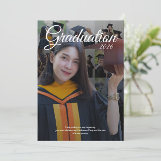 Elegant Graduation Party 2026 Photo Collage Inbjudningar