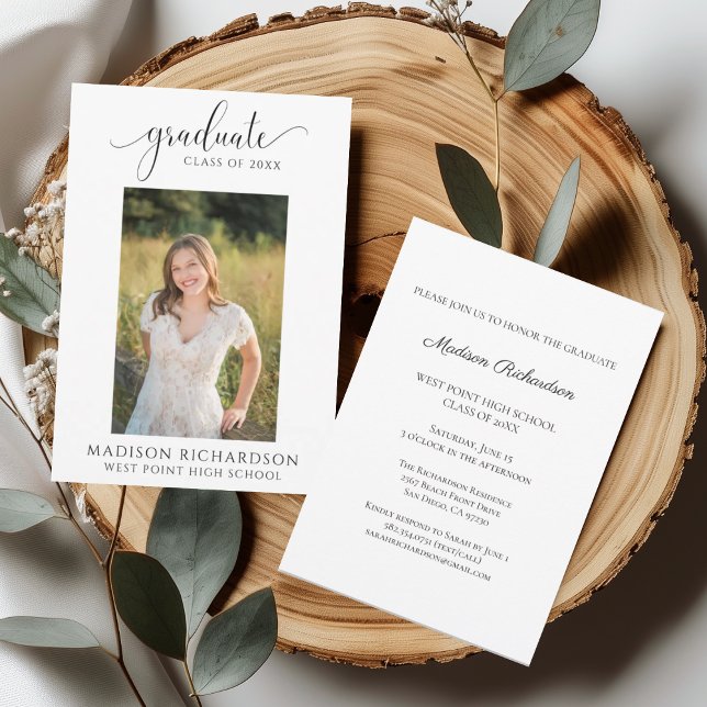 Elegant Graduation Photo Open House Invitation Inbjudningar (Skapare uppladdad)