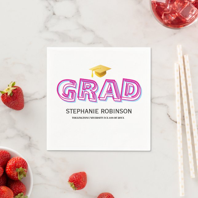 Elegant Graduation Tassel White Napkins Pappersservett (Insitu)