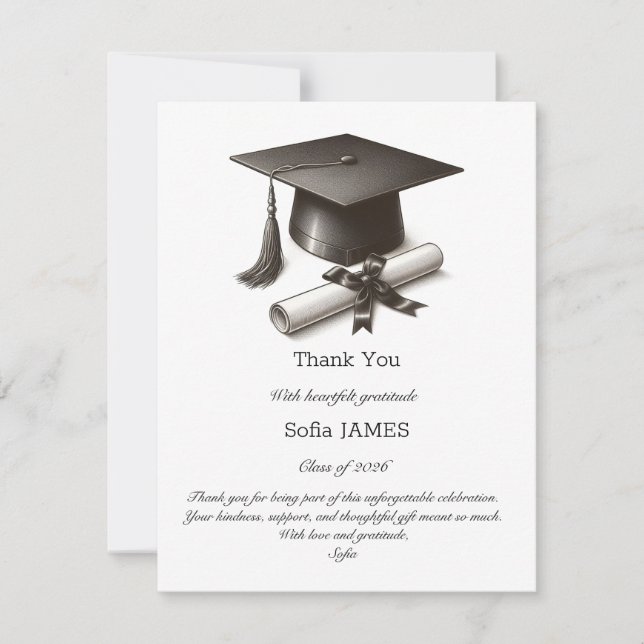 Elegant Graduation Thank You Card Tack Kort (Framsida)