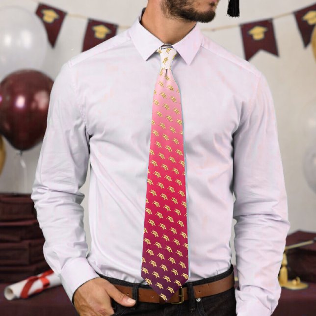 Elegant Graduation Tie Gold Mortarboard Pattern Slips (Skapare uppladdad)