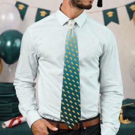 Elegant Graduation Tie Gold Mortarboard Pattern Slips