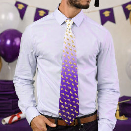 Elegant Graduation Tie Gold Mortarboard Pattern Slips