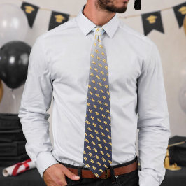 Elegant Graduation Tie Gold Mortarboard Pattern Slips