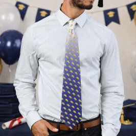 Elegant Graduation Tie Gold Mortarboard Pattern Slips