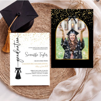 Elegant Graduation with Photo Invitation Inbjudningar