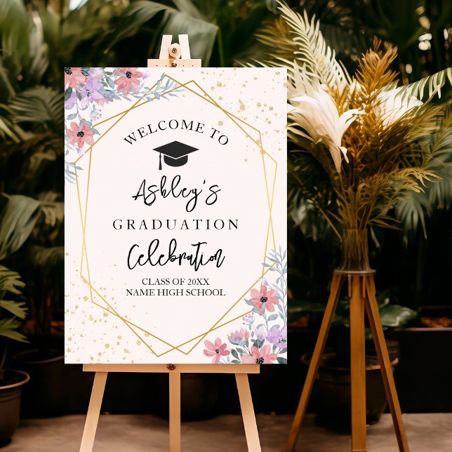 Elegant Graduation with Purple Flowers Theme Poster (Skapare uppladdad)