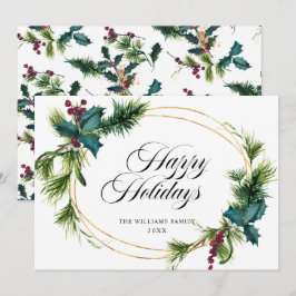 Elegant gran ädelgran hagtornsbär julhälsning julkort