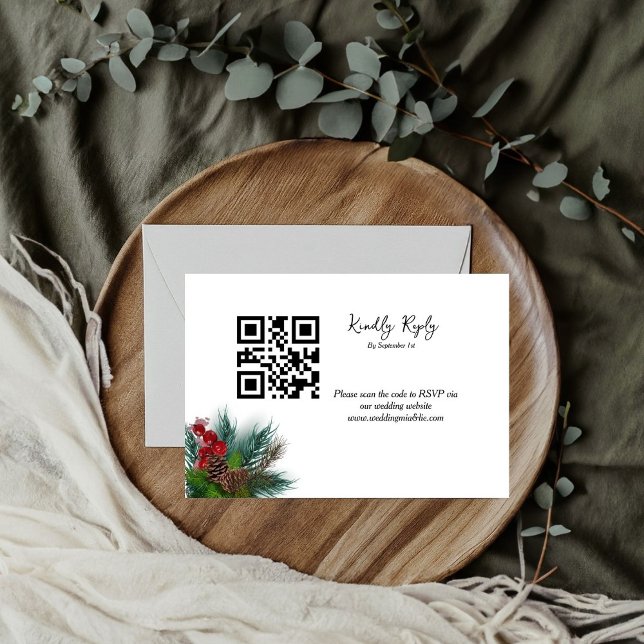 Elegant gran jul fir  bröllop vänligen RSVP OSA Kort (Skapare uppladdad)