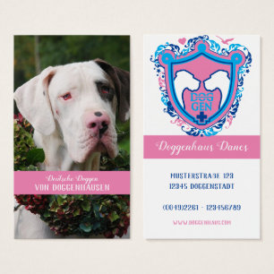 Elegant Grand Danois Silhuett i Blå – Modern Hund Visitkort
