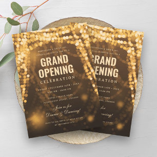 Elegant Grand Open Business Guld Ljus Inbjudningar