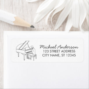 Elegant Grand Piano Musik Returadress Etikett