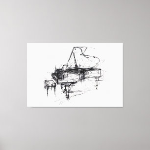 Elegant Grand Piano Porträtt - Premium Canvastryck