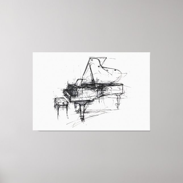 Elegant Grand Piano Porträtt - Premium Canvastryck (Framsida)