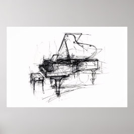 Elegant Grand Piano Porträtt - Premium Poster
