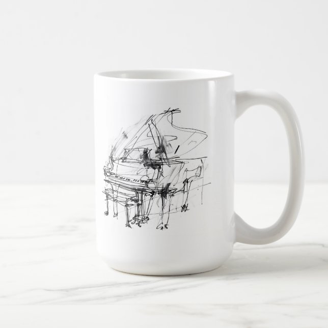 Elegant Grand Piano Sketch Kaffemugg (Höger)