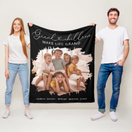 Elegant Grandparent Grandchildren Photo Fleecefilt