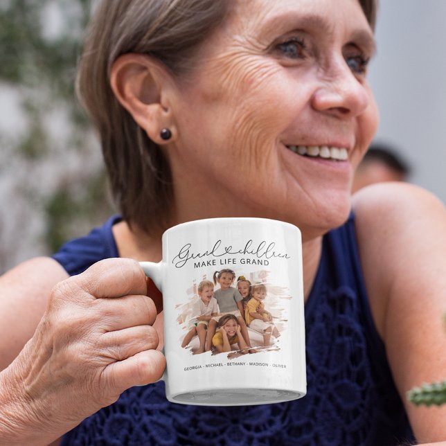 Elegant Grandparent Grandchildren Photo Kaffemugg (Skapare uppladdad)