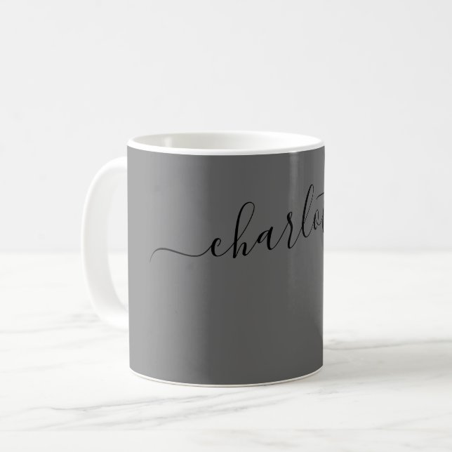 Elegant granitfärg modernt namn personligt kaffemugg (Framsida vänster)
