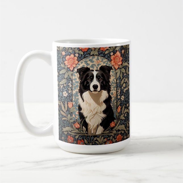 Elegant Gräns Collie William Morris Inspired Kaffemugg (Vänster)