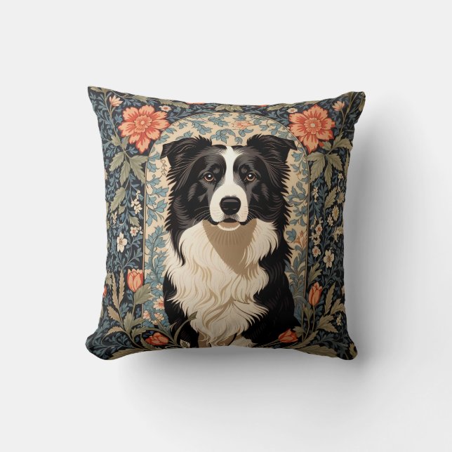Elegant Gräns Collie William Morris Inspired Kudde (Framsida)