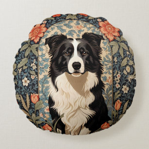 Elegant Gräns Collie William Morris Inspired Rund Kudde